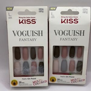Kiss Nails Voguish Fantasy Long Multi-Colored Manicure Glue or Press-On #83594